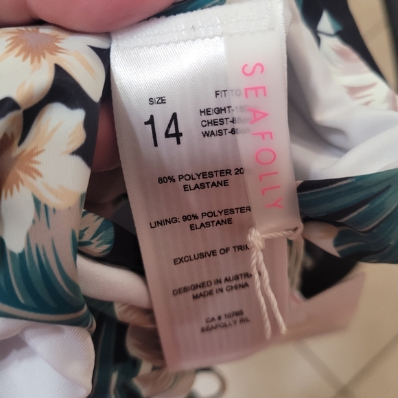 New Seafolly Multicolor Floral Tropical Hawaiian Bikini Bottom Girls Size 14 - Picture 4 of 4